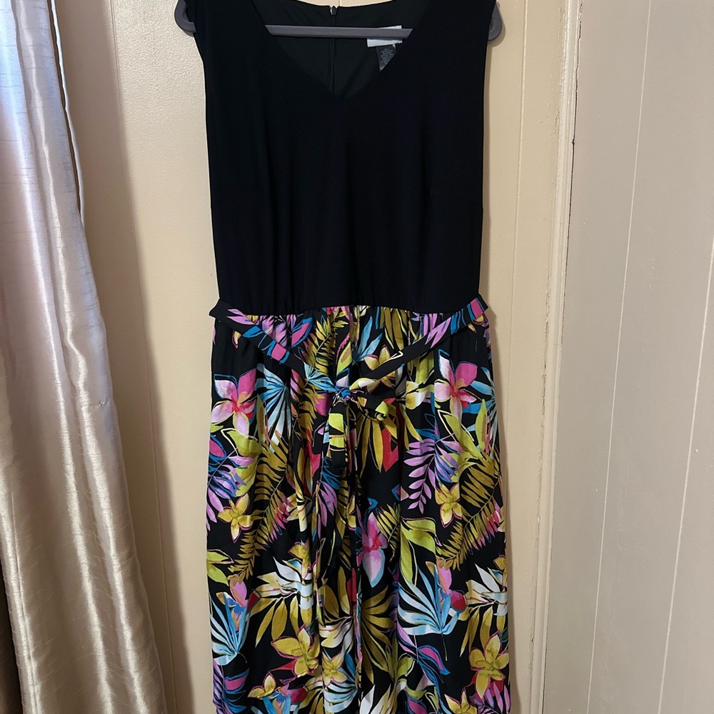 Floral Black and Multicolor Women's Dress